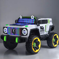 Pampam Toys Luxury Licensed Style 4x4 Electric Kids Jeep – Battery Operated Ride-On Car with Glowing LED Wheels, Front Grille Matrix Lights & Remote Control
