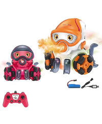 Pampam Toys Electric Remote Control Spray Octopus Robot RC Stunt Car with Lights & Music