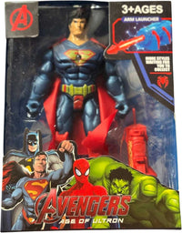 Pampam Toys Muscular Superhero Action Figure Toy with Arm Launcher & Red Cape (Ages 3+)