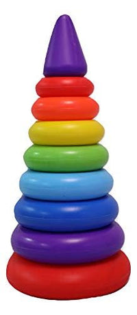 Rainbow Stacking Rings Toy, Educational Pyramid Tower, 8 Colourful Rings
