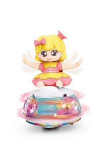 Musical Dancing Princess Toy with 360 Rotating Base Colorful LED Lights Sound Battery Operated for Girls Interactive Preschool Learning Gift (Color and Design Sent As Per Stock)