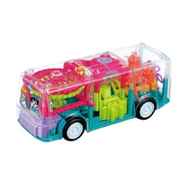 PAMPAM 3D Transparent Gear Toy Bus with Sound and Light, 22.7cm x 8.8cm x 6.2cm