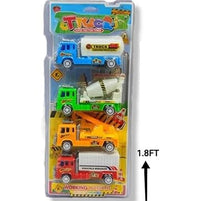 PamPam Construction Vehicle Toy Set, 4 Trucks, Multicolor, 1.8 ft Package