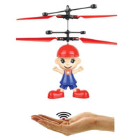 Flying Cartoon Boy Helicopter Toy with Hand Sensor | Rechargeable LED Induction Drone for Kids | Infrared Control Flying Toy for Boys & Girls