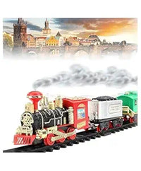 Chu Chu Toy Train Set with Long Track, Realistic Smoke & Sound Effects, Battery Operated, Built-in Flashlight, Circular Track System, Immersive Play for Kids, Educational Fun