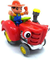 Pampam Toys Funny Tractor – Interactive Musical Bump & Go Toy Vehicle with Lights and Farmer Figure