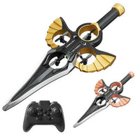 Pampam Toys RC Flying Sword Drone, Remote Control Stunt Fighter with Auto Hover, Multi-Speed Adjustment, Black and Gold Design, Claymore Style Aircraft