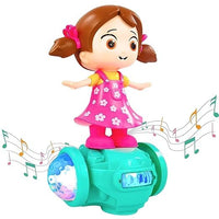 Musical Dancing Girl Doll Activity Play Center Toy 360 Degree Rotating with Flashing Lights and Bump n Go Action Toys for Kids (Doll)