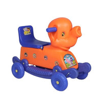 PamPam Elephant Rocker and Ride-On Toy, Orange and Blue, 2-in-1 Design, for Ages 1-3 Years