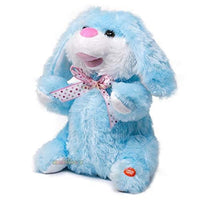 Pampam Toys Musical Dancing and Singing Plush Rabbit Soft Toy, Blue, 24 cm