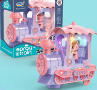 Transparent Musical Gear Train Toy with Real Mist Smoke, 3D Flash Lights, and Bump & Go Action – Battery Operated Interactive Toy Engine for Toddlers and Kids (Pink & Blue Assorted)