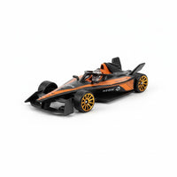 Pampam Toys Formula E GEN3 Racing Car Model, Black and Orange Die-Cast Vehicle with Gold Wheels, Professional Collector Edition