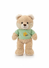 Pampam Toys Plush Teddy Bear with Green T-Shirt, Beige, Soft Microfiber