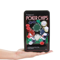 Pampam Professional Poker Chips Set, 100 Pieces with Dealer Button, Tin Case Storage