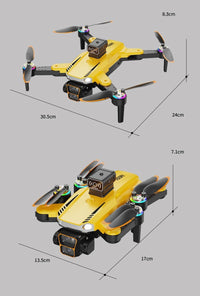 S23P Intelligent Aerial Drone with Display Remote Controller | Brushless Motor, 360° Obstacle Avoidance Sensor & Optical Flow Stability | Foldable FPV Quadcopter with 4K Gimbal Camera & Cool LED Lights (Yellow/Grey Pack)