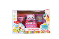 Pampam Toys Kids Toy Cash Register Set with Calculator, Play Money, Shopping Basket, Scanner, Pink