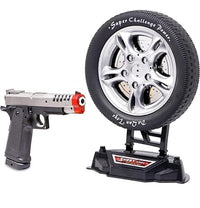 Laser Target Shooting Game Set with Toy Gun and Rotating Tire Target, Light and Sound Effects