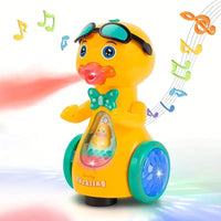 Duckling Delight: Electric Gimbal Sunglasses, Light-up Musical Spray, Water Vapor, and Fun Walking Flapping Dancing Features - Ultimate Toddler Toy in Vibrant Yellow!