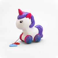 PamPam Unicorn Pull Along Toy, White and Purple, Ages 1-5 Years