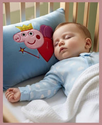 Pampam Toys Peppa Pig Decorative Plush Pillow, Blue and Red, Super Soft, Kids Room Decor, Fairy Theme with Crown