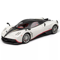 Pampam Toys 1/18 Scale Pagani Huarya Super Alloy Car Diecast Toy Vehicles Car Model with Openable Doors & Sound, Light Pull Back car Toys for Kids [Big Size] (White)