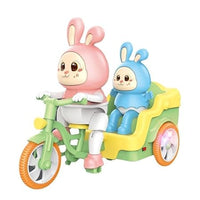 PamPam Electric Tricycle Toy with Rabbit Figures, Musical Lights, Bump & Go Action, Battery Operated, Educational Kids Riding Toy