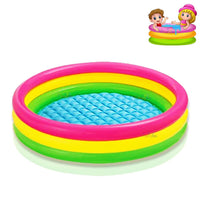 Swimming Pool for Kids Small Size 4 Feet for 2-4 Kids | Inflatable Sunset Glow Round Colourful Ring Baby Pool Portable Baby Bath tub for 0 to 5 Years| Home & Outdoor Swimming Pool for Kids