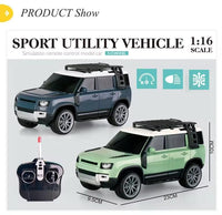 PamPam  Toy Remote Control Defender Car, 4WD High-Speed Off-Road RC Car, LED Lights, Rechargeable Battery, All-Terrain Tyres, Multicolour