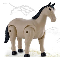 PamPam Wild Animal Horse Model Toy, Realistic Simulation, Walking Feature, Beige and Black