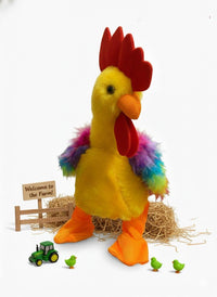 Pampam Toys Electric Plush Chicken Robot Toy, Yellow Stuffed Animal for Baby and Children