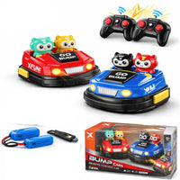 RC Bumper Cars Set for 2 Players, with Controllers, Lights & Sound, Rechargeable Battery, Indoor Battle Game Toy
