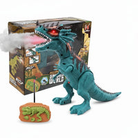 Pampam Toys Remote Control Dinosaur World, Teal T-Rex with Fossil Display Base, Walking Movement, Light Up Eyes, Roaring Sound Effects, Interactive Educational Toy Brand: The Pampam