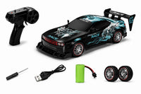 Pampam Toys RC Drift Racing Car | 2.4GHz Remote Control Sports Car with LED Underbody Lights, Interchangeable Drift & Racing Tires, Rechargeable Battery, Multicolor