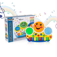 Pampam Toys Musical Drum & Electronic Piano Keyboard Toy with Animals Sounds & Flash Light Effects | Electronic Piano Keyboard Toy for Kids