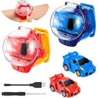 Pampam Toys Watch Remote Control Car, 2 Pcs Mini RC Car Toy, Red and Blue, USB Charging, Interactive Wrist Racing Game, Birthday Gift