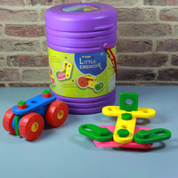 Pampam Toys Little Engineer Educational Building Blocks Set, Kids Construction Toy with Storage Bucket, Purple