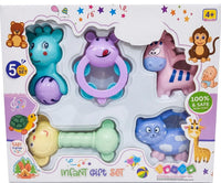 Pampam Toys Nonny Series Infant Gift Set - 5 Pcs Baby Safe Rattle and Teether Educational Toys (0+ Months)