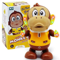 PamPam Dancing Monkey Toy with LED Lights and Music, Interactive Walking Toy for Kids 3+ Years, Yellow and Brown