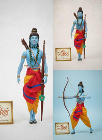 Pampam Toys Shree Ram Statue, Limited Edition Collectible, Blue Skin with Traditional Attire, Bow and Arrow Accessories