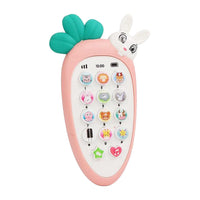 PamPam Carrot-Shaped Kids Play Phone, Musical Educational Toy with Animal Buttons and Lights, Pink