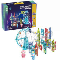 Magnetic Building Blocks Magna Tiles STEM Educational Construction Blocks ((80 Pieces)| Light & Musical Ferris Wheel Marble Run)