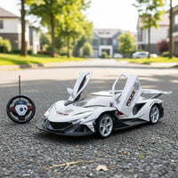 Pampam Toys Police RC Car with Five-Way Steering Wheel Control, Remote Controlled Racing Vehicle, White and Black, Pagani Design