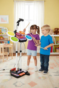 Pampam Toys Electronic Drum Set for Kids, Musical Instrument with LED Lights, Educational Learning Toy