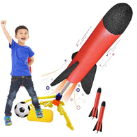 Outdoor Foam Rocket Launcher Toy, 3 Rockets with Stand, Shoots Up to 30 Metres, Ages 3+