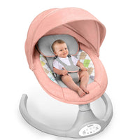 Pampam Toys Baby Swing for Infants with 5 Natural Sway Speeds, Portable BT Music, Remote Control, 5-Point Harness, Lightweight Rocker, Pink, 0-12 Months, 2.3-9 Kg