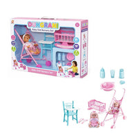 3 in 1 Baby Doll Stroller Set Toys for Girls Toddlers 3-5 4-6 Year Gifts, Baby's Doll's Set with 12.5 inch Doll/1 Baby Dining Chair/8 PCS Baby Doll Accessories (Special Edition)