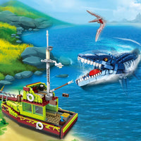 Dinosaur Series Mosasaurus Model Set Whith 3 Figure, (888Pieces) -Building Blocks Toys Gifts for Kid