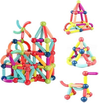 42 Pcs Colorful Magnetic Sticks and Balls Sets Learning Creative Educational Stacking Toys 3D Construction Building Blocks Magnet Toys for Kids (42 Pcs Magnetic Bar Block Set)