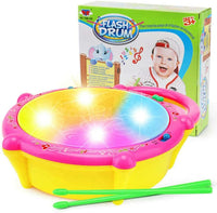 Pampam Toy Musical Flash Drum with 3D Lights Music Baby Toy for 2 3 4 Year Kid Boy Girl