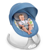 Pampam Toys Baby Swing for Infants, Blue, 5 Natural Sway Speeds, Bluetooth Music, Remote Control, 5-Point Harness, Portable Rocker for 0-12 Months, 5-20 Lb